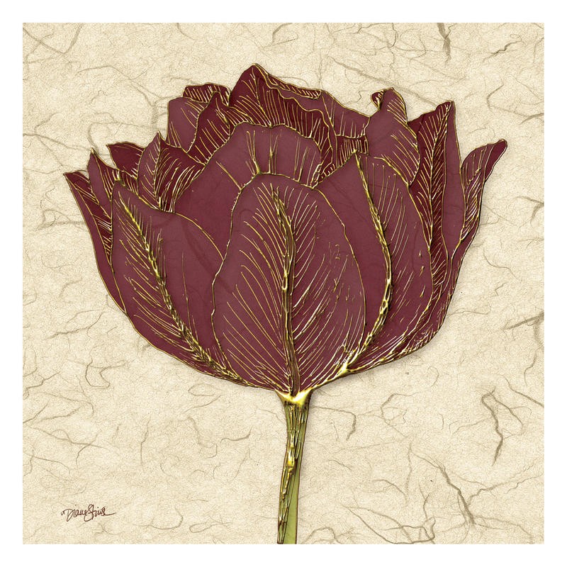 Diane Stimson, GOLD BURGUNDY TULP (BLUMEN)