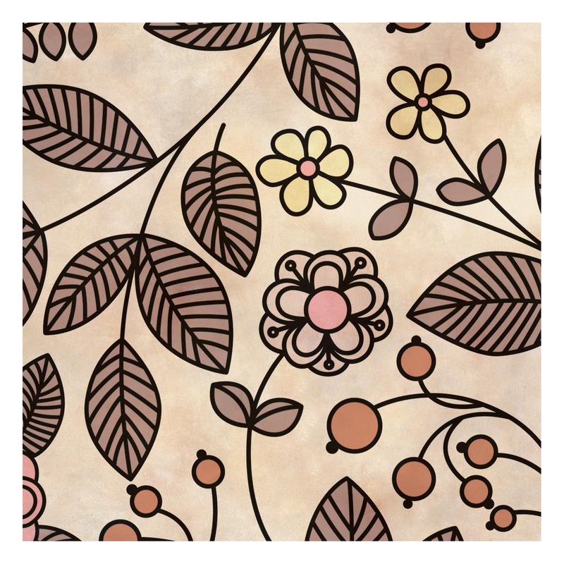 Kristin Emery, SOFT FLORA I (Muster, floral, Blumen, Blätter, stilisierte Blüten, retro/vintage, flower power, Grafik,  modern, zeitgenössisch, Wohnzimmer, Treppenhaus, Wunschgröße,  bunt)