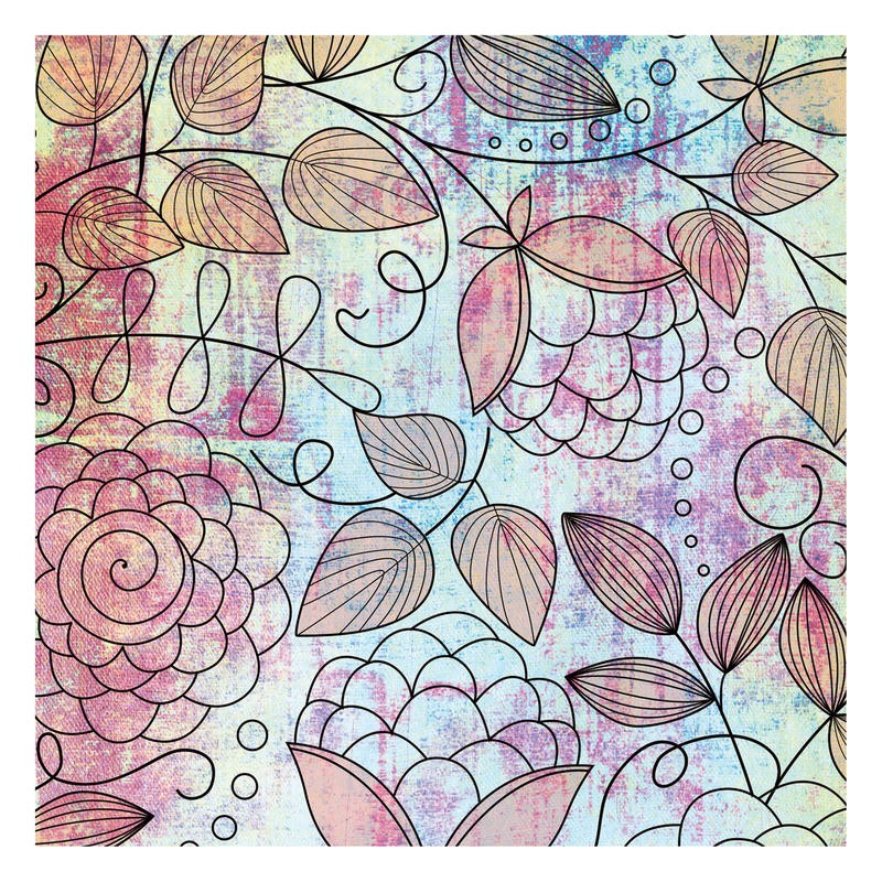 Kristin Emery, SHABBY FLORAL II (Muster, floral, Blumen, Blätter, stilisierte Blüten, retro/vintage, flower power, Grafik,  modern, zeitgenössisch, Wohnzimmer, Treppenhaus, Wunschgröße,  bunt)