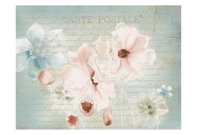 Victoria Brown, CARTE POSTALE PINK I (Blumen, Blüten, Wildrosen, Rosen, Postkarte, Botanik, Treppenhaus, Schlafzimmer, Wohnzimmer, Wunschgröße, Malerei, pastell)