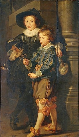 Peter Paul Rubens, Die Söhne des Künstlers. Um 1625 (Albert und Nicholas Rubens, Brüder, Eleganz, Doppelbildnis, Portraits, Kinder, Barock, Klassiker, Malerei,  Treppenhaus, Wohnzimmer, Wunschgröße, bunt)