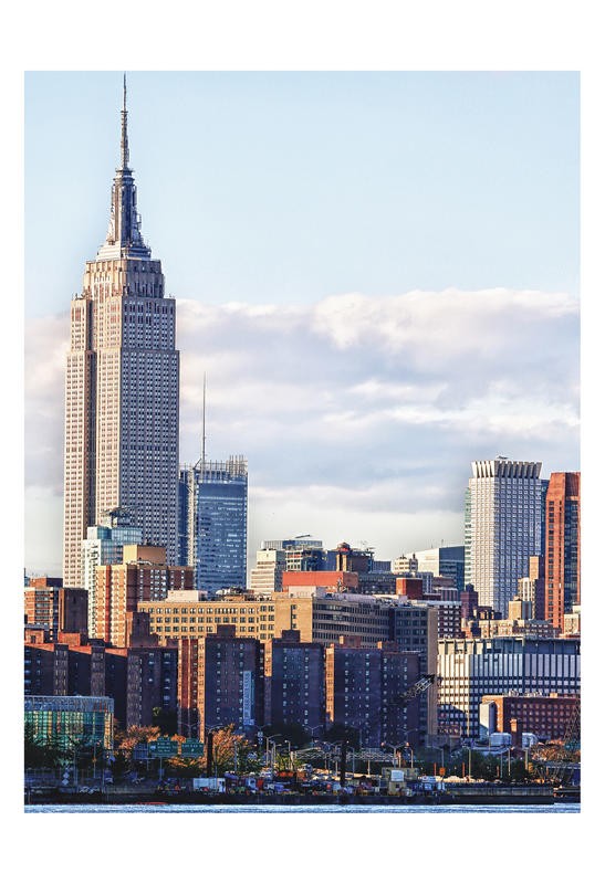 Sandro De Carvalho, EMPIRE STATE COLORFUL I (Wolkenkratzer, Hochhaus, Skyline, Empire State Building,  Architektur, New York, Städte, Metropole, Fotokunst, Wunschgröße, Wohnzimmer, Büro, Treppenhaus, bunt)
