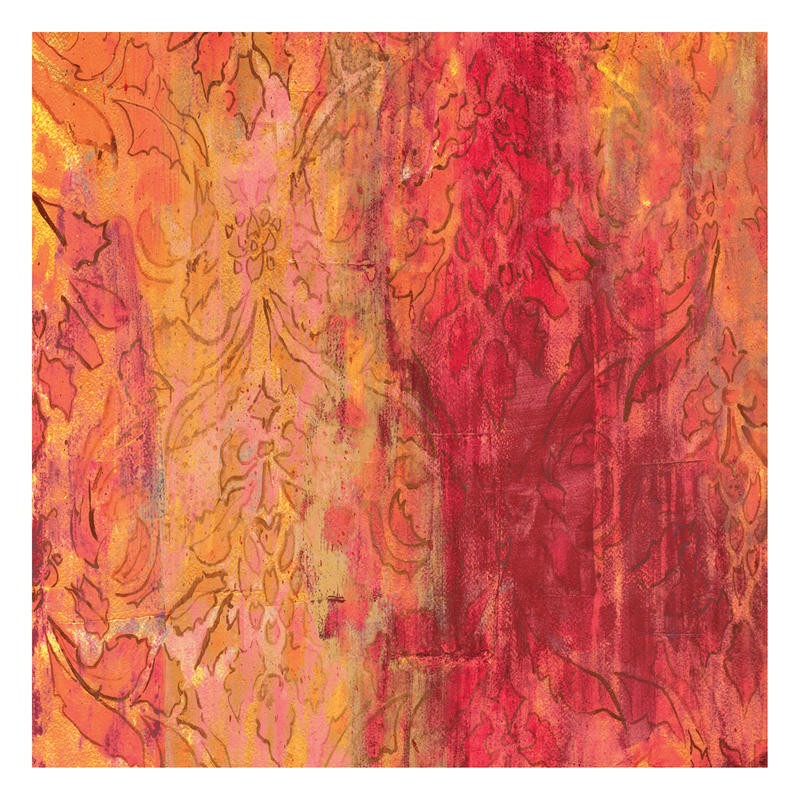 Smith Haynes, PATTERNS RED ORANGE III (Abstrakt, florale Muster, Malerei, Tapetenmuster, Wunschgröße, Wohnzimmer Treppenhaus, Schlafzimmer, orange / rot)