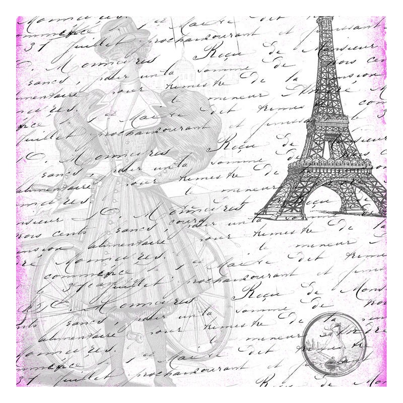 Sheldon Lewis, TRAVEL RETRO I (Eiffelturm, Paris, Französin, Reisen, Postkartenmotiv, Kalligrafie, Retro, Nostalgie, Inspiration, Grafik, Wunschgröße, Wohnzimmer, Treppenhaus, Schlafzimmer,)