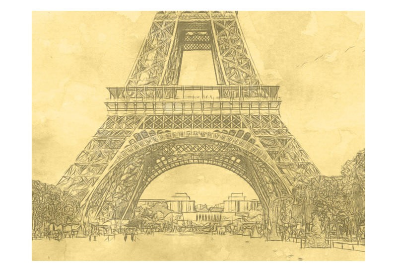 Taylor Greene, WATERCOLOR PARIS (Städte, Turm, Eiffelturm, Wahrzeichen, Paris, Nostalgie, Architektur, Wunschgröße, Fotokunst, Wohnzimmer, schwarz/beige)