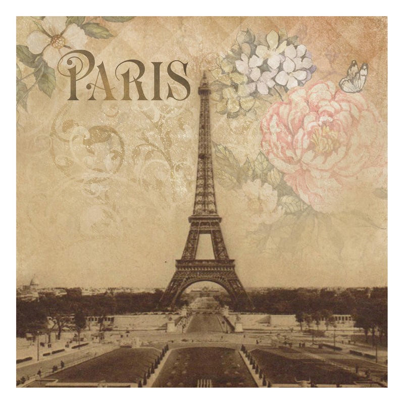 Victoria Brown, PARIS (Eiffelturm, Paris, Wahrzeichen, Nostalgie, Fotokunst, Treppenhaus, Schlafzimmer, Wohnzimmer, Wunschgröße, Malerei, sepia)
