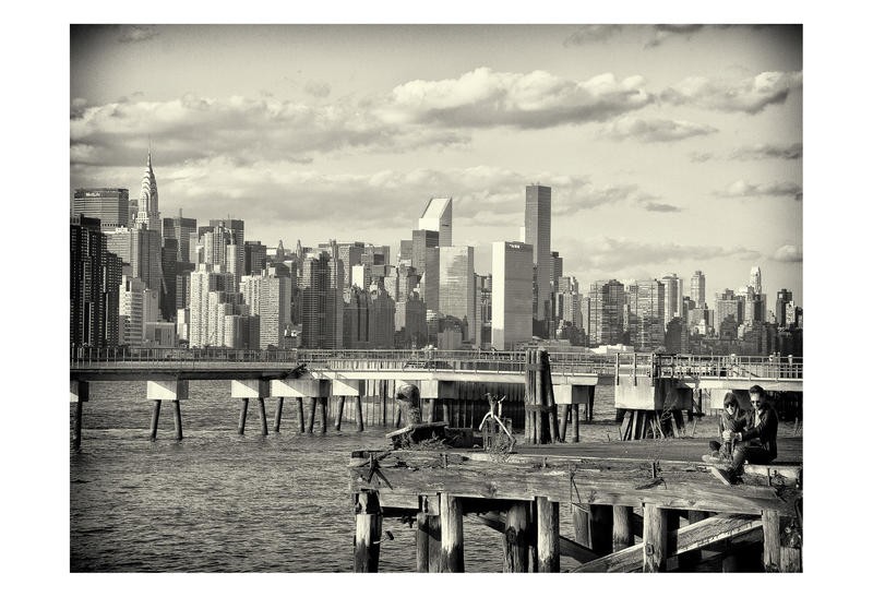 Sandro De Carvalho, THE EAST SIDE (Wolkenkratzer, Hochhaus, Skyline,  Architektur, New York, Städte, Metropole, Ostseite, Fotokunst, Colorspot, Wunschgröße, Wohnzimmer,  Treppenhaus, schwarz/weiß)