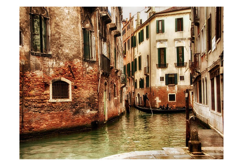 Danny Head, TIGHT PASSAGE (Venedig, Stadt, Italien, Kanal, Wasserstraßen, Archtektur, Gebäude, historisch, Wohnzimmer, Treppenhaus, Arztpraxis, Fotokunst, Wunschgröße, bunt)