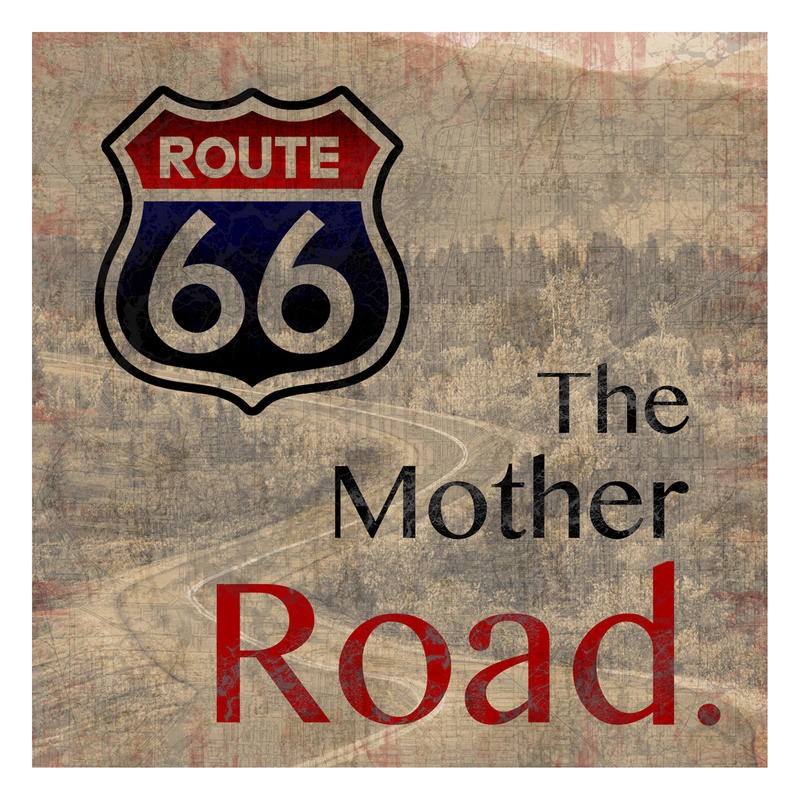 Lauren Gibbons, ROUTE 66 I (Reisen, Landstraße, Highway, Legende, Typografie, Treppenhaus, Jugendzimmer, Grafik, Wunschgröße, bunt)
