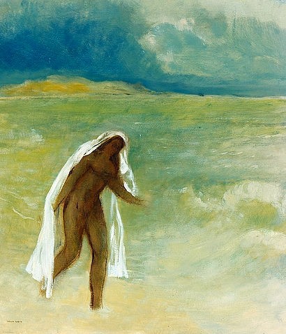 Odilon Redon, Die Geburt der Venus. (Wunschgröße, klassische Moderne, Symbolismus, Venus, Göttin, Schleier,  Schönheit, Geburt, Meer, Treppenhaus, Wohnzimmer, Malerei, bunt)