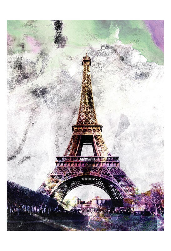 Jody Taylor, EIFFEL COLORFUL II (Paris, Eiffelturm, Wahrzeichen, Reisen, Architektur, Städte, moderne Malerei, zeitgenössisch, Fotokunst, Wohnzimmer, Treppenhaus, Wunschgröße, bunt)