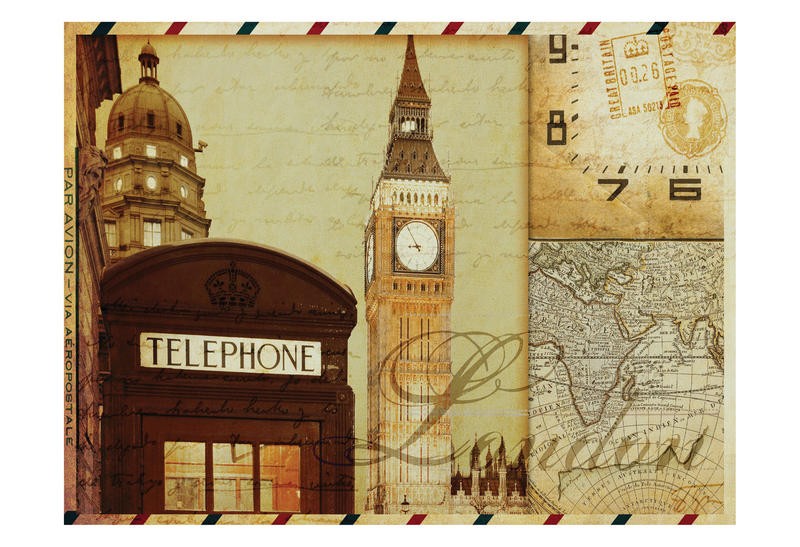 Jody Taylor, POSTCARD LONDON III (Big Ben, Glockenturm, Telefonzelle, Wahrzeichen, London, Postkarte,  Architektur, Städte, moderne Malerei, Fotokunst, zeitgenössisch, Wohnzimmer, Treppenhaus, Wunschgröße, bunt)