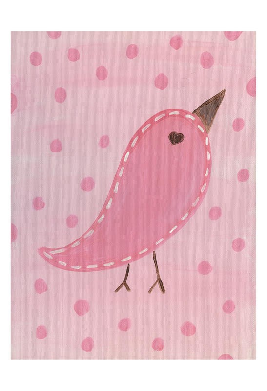 Tammy Hassett, PINK BIRD III (Vogel, Piepmatz,  Punkte, niedlich, plakativ, Grafik, Kinderzimmer, Wunschgröße,  pink/rosa)