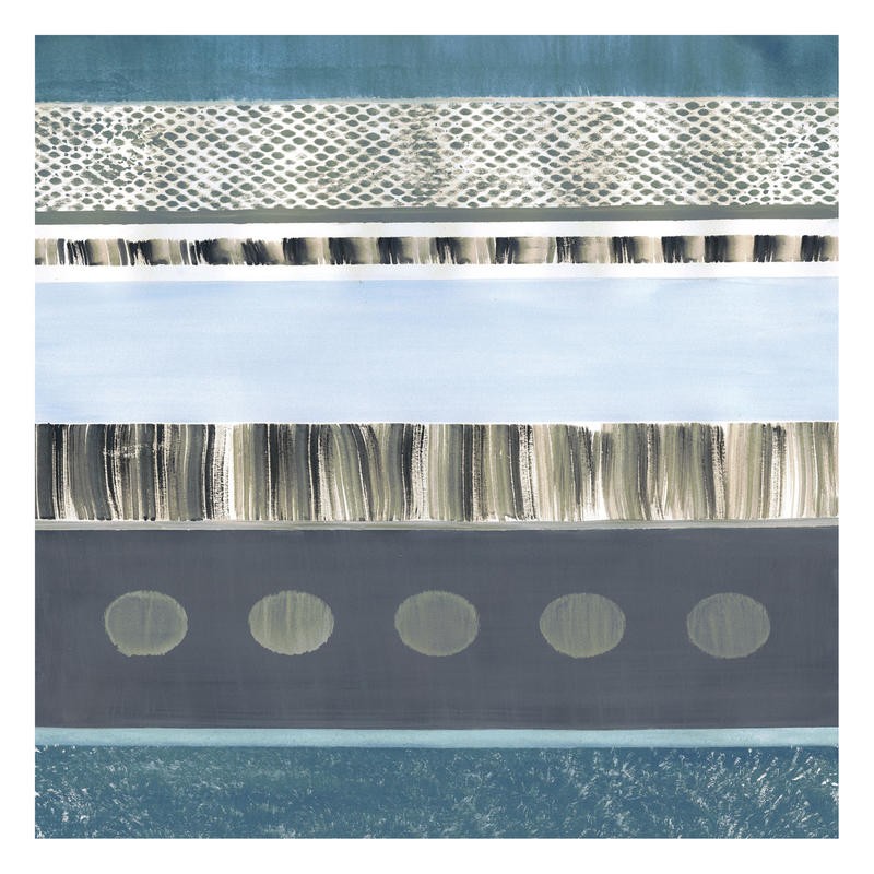 Patti Sechi, BLUE MOOD II (Abstrakt, abstrake Malerei, Streifen, Blockstreifen,  Elypsen, horizontal, Muster, Büro, Treppenhaus, Wohnzimmer, Wunschgröße, Malerei, grau/blau)