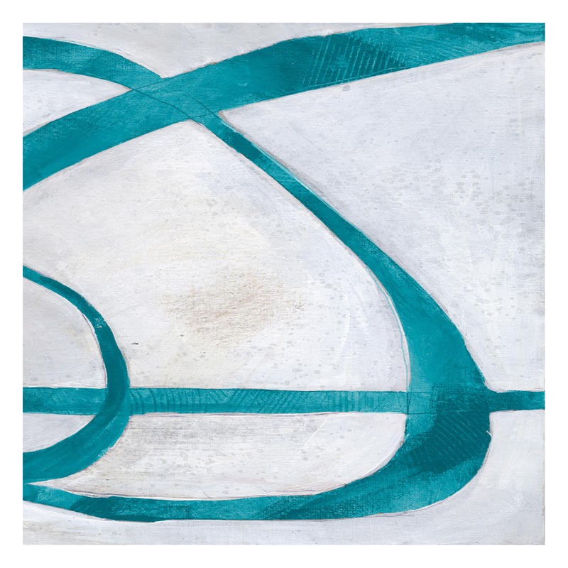 Smith Haynes, CIRCLES BLUE (Abstrakt, Malerei, Linien, Kurven, Dynamik, Bewegung, Schwung, Wohnzimmmer, Treppenhaus, Wunschgröße, türkis, hellgrau)