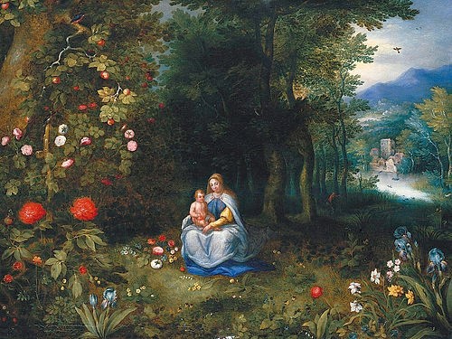 Jan BRUEGHEL DER Jüngere, Madonna mit Kind in einer Waldlandschaft. (Öl auf Holz,Christie's Images Ltd,17. Jahrhundert,zugeschrieben,1601-1678,Brueghel d.J.,Jan,Christie's Images,Jan Brueghel der Jüngere,zugeschrieben)