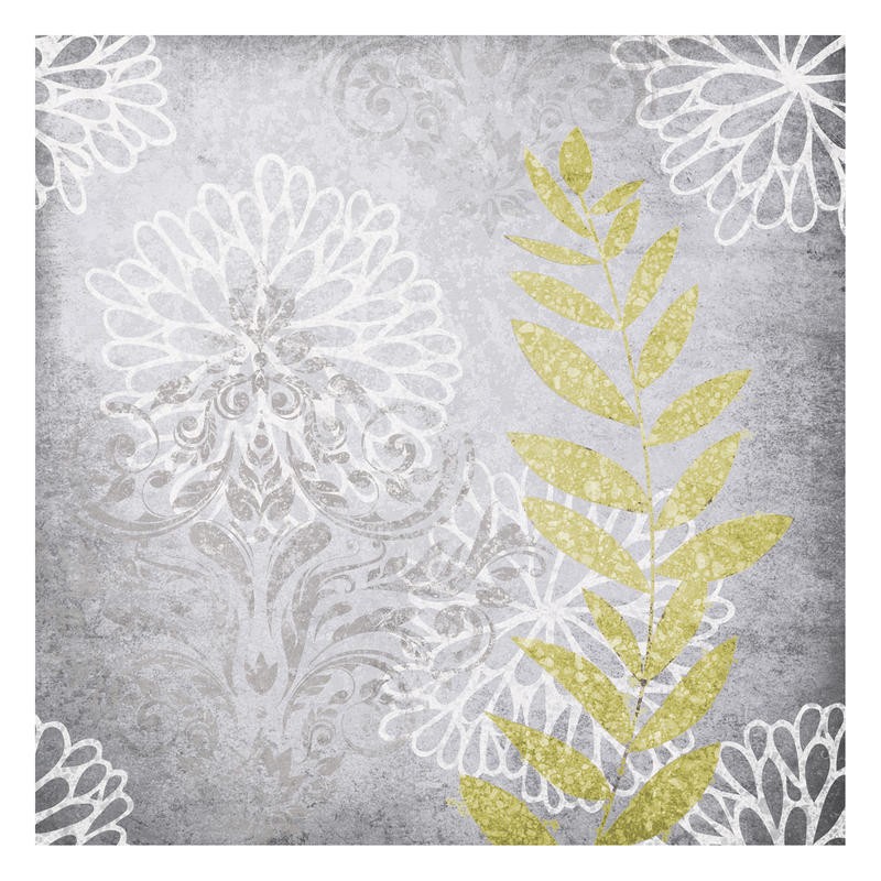 Kristin Emery, WARM GREY II (Muster, Ornamente, floral, Blumen, Blätter, Tapetenmuster, Wunschgröße, Wohnzimmer, Treppenhaus, Schlafzimmer, grau)