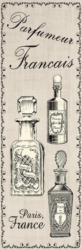 Lauren Gibbons, PERFUME I (Werbung, Parfüm, Flacons, Nostalgie, Grafik, Wunschgröße, Badezimmer, Treppenhaus, schwarz/weiß)