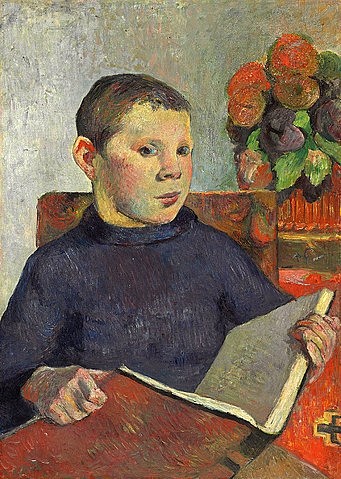 Paul Gauguin, Clovis. Um 1886 (Gauguin,Paul,1848-1903,Christie's Images Ltd,Öl auf Leinwand,19. Jahrhundert,Portrait,Paul Gauguin,Pullover,Kind,Junge,Clovis,Buch,lesen,nachdenklich,Leser)