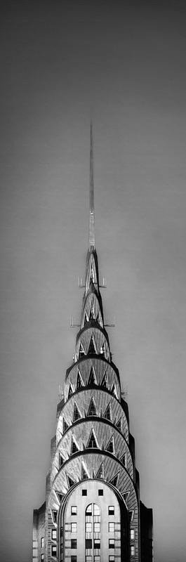 Tracey Telik, SILVER CHRYSLER II (NNew York, Hochhaus, Wolkenkratzer, Chrysler Building, Dachspitze, Architektur,  Wunschgröße, Wohnzimmer, Fotokunst, schwarz/weiß)