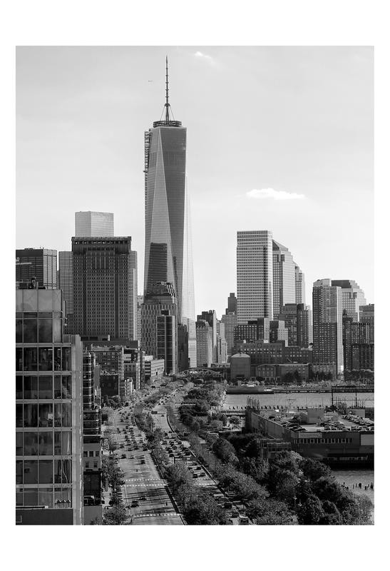 Sandro De Carvalho, FREEDOM TOWER II (WTC, One world Center, Wolkenkratzer, Hochhäuser, Skyline, Architektur, New York,  Städte, Metropole, Fotokunst, Wunschgröße, Wohnzimmer, Büro, Treppenhaus, schwarz/weiß)