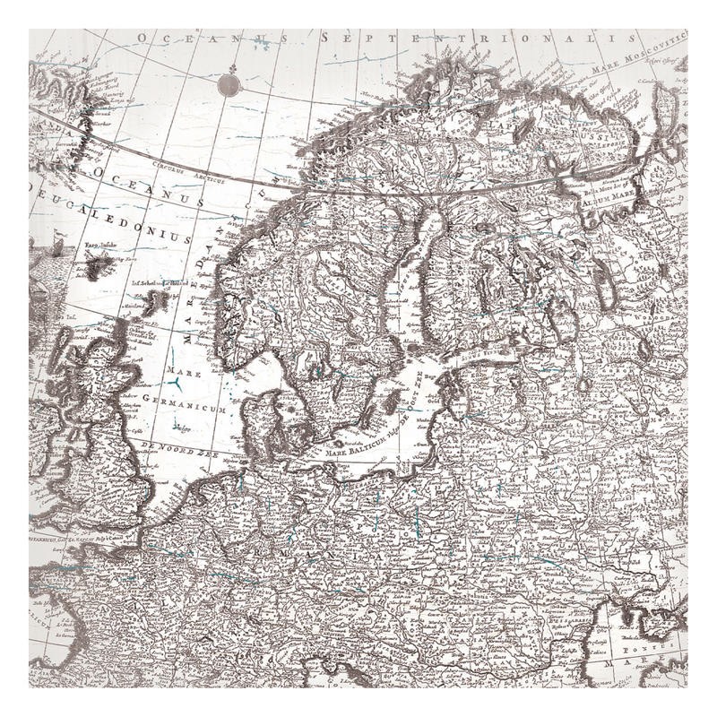 Ophelia & Co, WORLD MAP 2 (Weltkarte, Europa, Nostalgie, Grafik, Wunschgröße, Wohnzimmer, Treppenhaus, Büro, sepia, grau/braun)