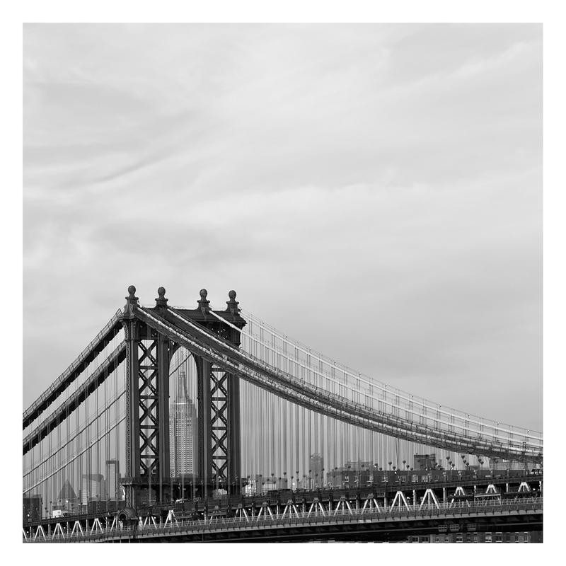 Tracey Telik, MANHATTAN BRIDGE I (New York, Brücke, Detail, Wahrzeichen, Brückenpfeiler, Architektur,  Wunschgröße, Wohnzimmer, Fotokunst, schwarz/weiß)