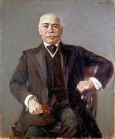 Max Liebermann, Bildnis des Geheimrats Dr. h.c. Seligmann. 1910 (Liebermann,Max,1847-1935,Hannover,Landesmuseum,Öl auf Leinwand,20. Jahrhundert,Portrait,Impressionismus,Max Liebermann,Ehrendoktor,Geheimrat,Mann,Herr,selbstbewußt,Einstecktuch,Autorität,Bürger,Anzug)