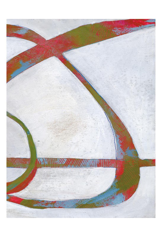 Smith Haynes, VIVID ASSEMBLY II (Abstrakt, Malerei, Linien, Kurven, Dynamik, Bewegung, Schwung, Wohnzimmmer, Treppenhaus, Wunschgröße, bunt/hellgrau)