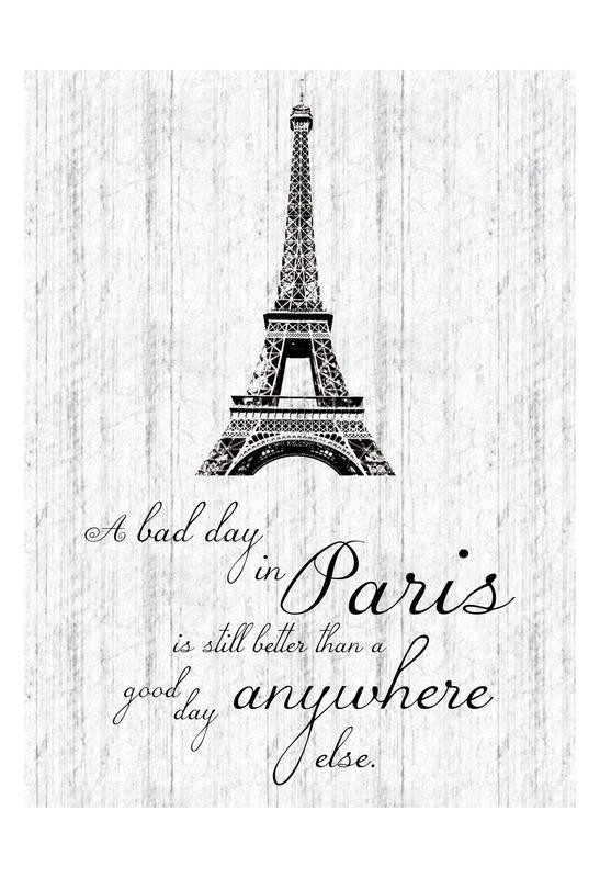 Lauren Gibbons, PARIS QUOTE II (Eiffelturm, Paris, Wahrzeichen, Schriftzug, Kalligrafie, Städte, Grafik, Wunschgröße, Treppenhaus, Wohnzimmer, schwarz/weiß)