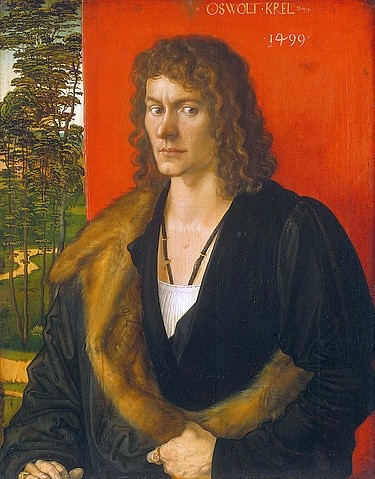 Albrecht Dürer, Bildnis des Oswolt Krel. Mitteltafel des Bildnistriptychons. 1499. (Lindenholz,1471-1528,Dürer,Albrecht,München,Alte Pinakothek,Männer, Junge,Männer,Pelze,Krel,Dürer, Albrecht 1471-1528, Bayerische Staatsgemäldesammlungen)