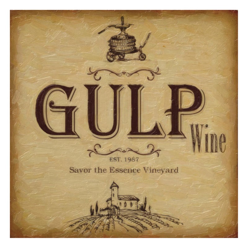 Taylor Greene, WINE GULP (Werbung, Etikett, Wein, Weingut, Nostalgie, Küche, Weinkeller, Gastronomie, Wunschgröße, beige/braun)