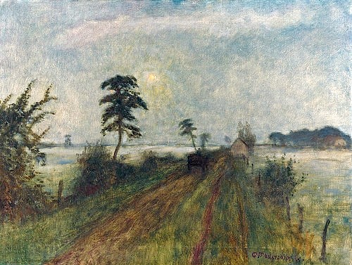 Otto Modersohn, Abendstimmung im Moor. 1941 (Moor, Abendstimmung, Dämmerung, Landschaft, Landschaftsmalerei,  Künstlerkolonie Worpswede, Klassische Moderne,   Wohnzimmer, Treppenhaus, Wunschgröße)