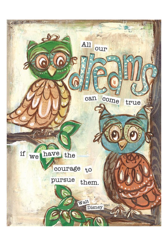 Erin Butson, OWL FAMILY I (Eulen, Träume, Motivation, Inspiration, Mond, Grafik, Wohnzimmer, Treppenhaus,   Wunschgröße, bunt)
