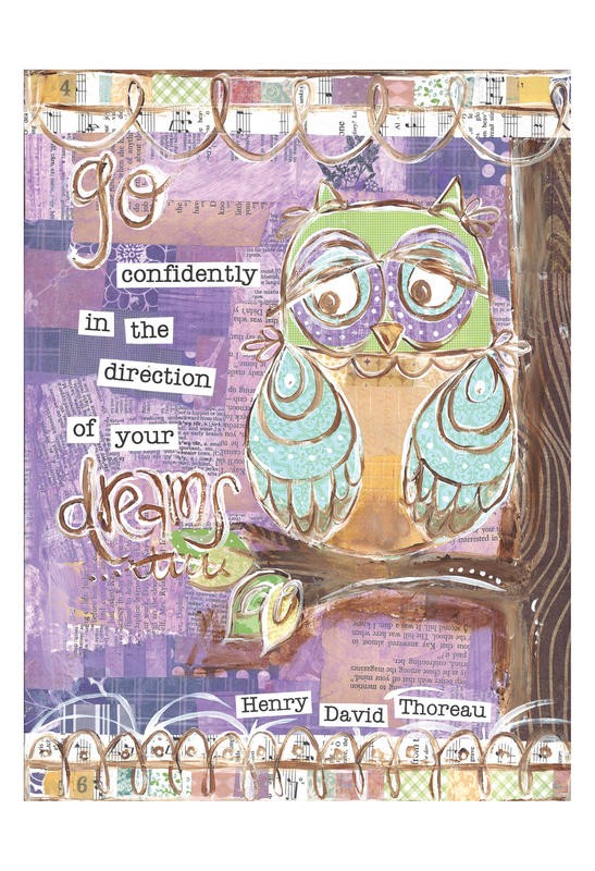 Erin Butson, PASTEL OWL II (Eule, Vogel, Träume, Vertrauen, Lebensweisheit, Zitat, Motivation, Inspiration, Grafik, Wohnzimmer, Treppenhaus,   Wunschgröße, bunt)