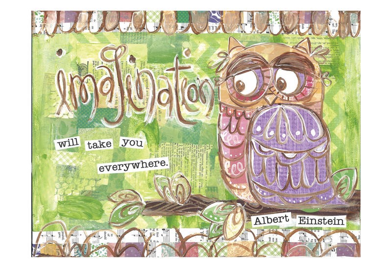 Erin Butson, ALERT II (Eule, Vogel, Träume, Vertrauen, Lebensweisheit, Zitat, Einstein, Motivation, Inspiration, Grafik, Wohnzimmer, Treppenhaus,   Wunschgröße, bunt)