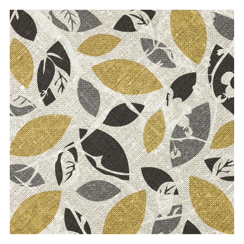 Kristin Emery, GRAY FALL II (Muster, floral, Blätter, Zweige, stilisiert, Silhouetten, Grafik,  modern, zeitgenössisch, Wohnzimmer, Treppenhaus, Wunschgröße, grau/gelb)