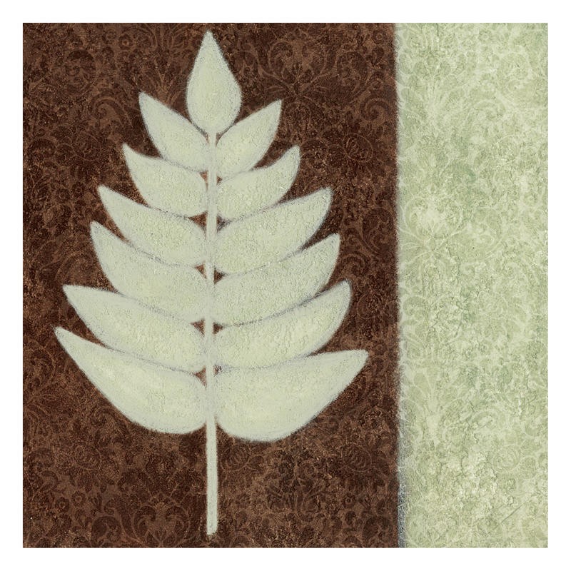 Kristin Emery, PATTERNS LEAVES CREME II (Muster, floral, Blatt, Ornamente, Brokatmuster, Wunschgröße, Grafik,  Treppenhaus, Wohnzimmer, braun/beige)