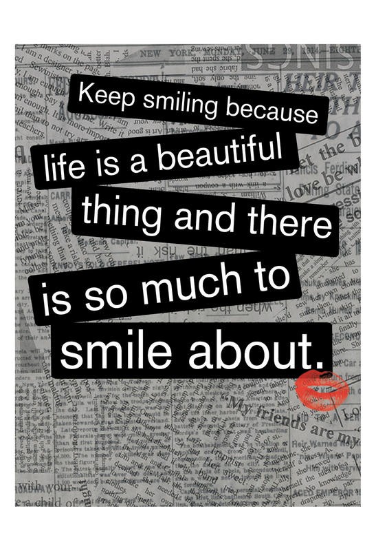 Lauren Gibbons, KEEP SMILING II (Motivation, Inspiration, Lebensweisheiten, Sprüche, Typografie, Treppenhaus, Jugendzimmer, Grafik, Wunschgröße, bunt)