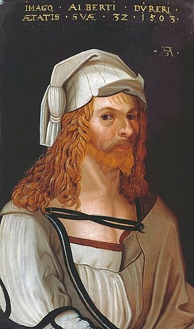 Albrecht Dürer, Bildnis Albrecht Dürers (im Ausschnitt nach Dürers Selbstportrait). (Dürer,Albrecht,Hannover,Landesmuseum,Eichenholz,? Landesmuseum Hannover - ARTOTHEK,Kopie nach,Albrecht Dürer,Kopie)