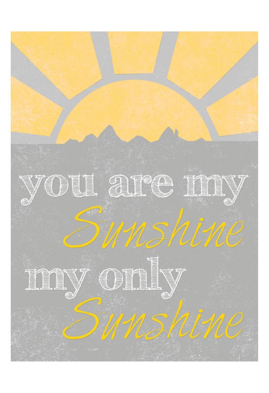 Craig Yanantuono, SUNSHINE YOU ARE (INSPIRATION, Motivation, Kalligrafie, Sonne, gute Laune, Songtext, Treppenhaus, Badezimmer, Wunschgröße, grau/gelb)