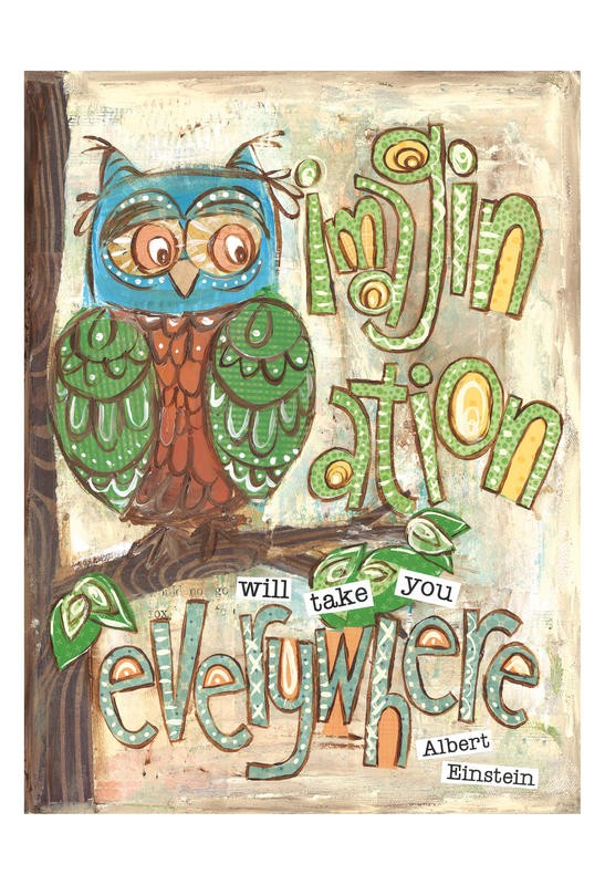 Erin Butson, OWL FAMILY II (Eule, Vogel, Träume, Phantasie, lebensweisheit, Motivation, Inspiration, Mond, Grafik, Wohnzimmer, Treppenhaus,   Wunschgröße, bunt)