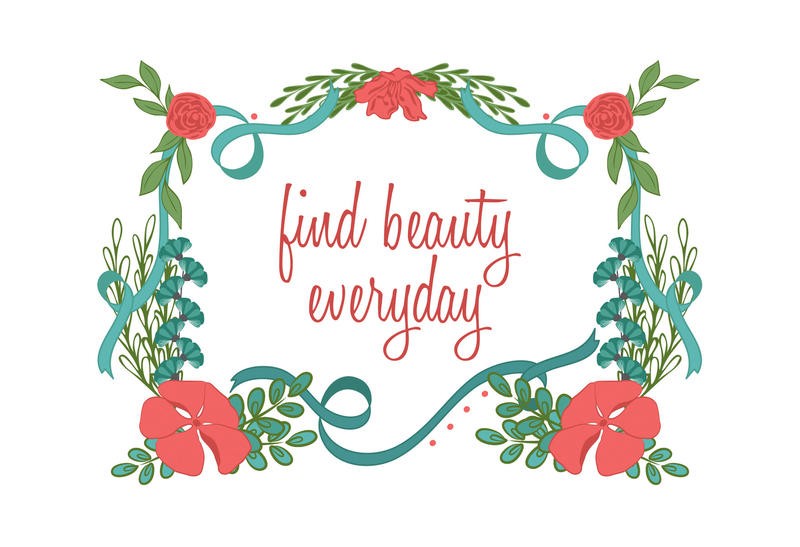 Laura Lobdell, FLORAL RIBBON (Spruch, Motivation, Inspiration, Blumenband, Grafik, Kalligrafie, Wunschgröße, Treppenhaus, bunt)