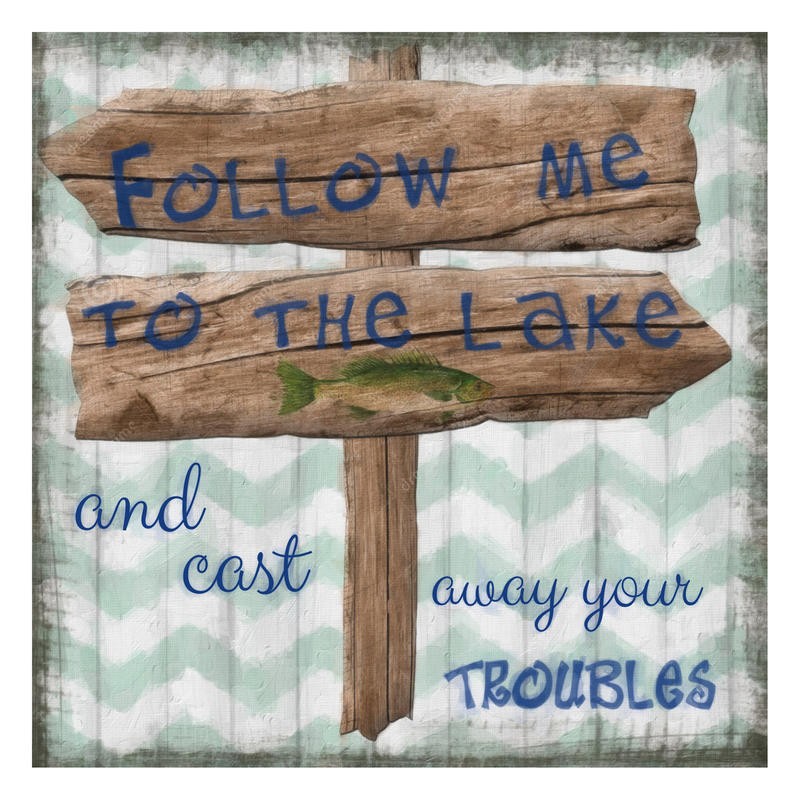Taylor Greene, A DAY AT THE LAKE II (Paneel, Leben, See,  maritim, Motivation, Schrift, Kalligrafie, Inspiration,   Grafik, Treppenhaus, Jugendzimmer  Wunschgröße,)