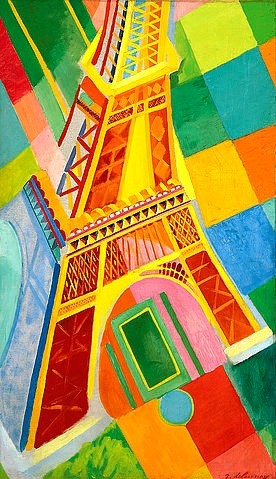 Robert Delaunay, Tour Eiffel. 1926 (Christie's Images Ltd,Delaunay,Robert,1885-1941,Öl auf Leinwand,20. Jahrhundert,Robert Delaunay,Turm,Eiffelturm,Wahrzeichen,Bauwerk,Architektur,Paris,Farben,farbenfroh,leuchtende Farben,gelb,orange,pulsierend,heiter,Karos,Karomuster,dynamisch,Dynamik,ange)