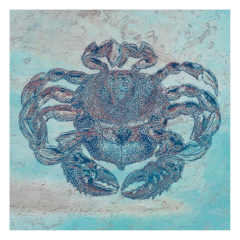 Sheldon Lewis, SALTWATER CRAB II (Krabbe, Krebs, maritim, Meerestiere, Grafik, Badezimmmer, Treppenhaus, Küche, Esszimmer, Wunschgröße, bunt)