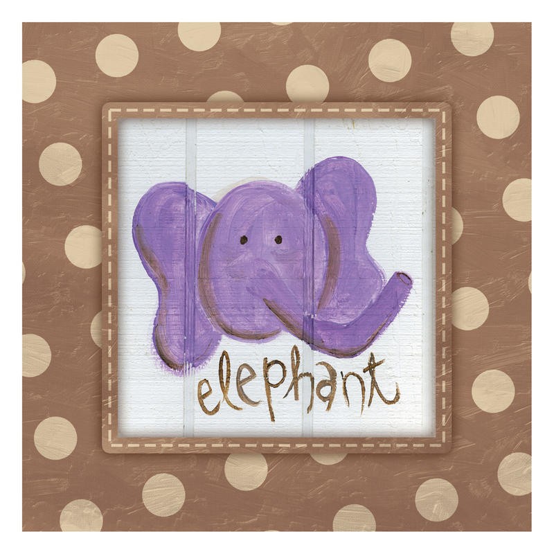 Erin Butson, HAPPY ELEPHANT II (Elefant, Elefantenkopf, naiv, lustig, Punkte, Rahmen, Kinderzimmer, Wunschgröße, braun/ bunt)
