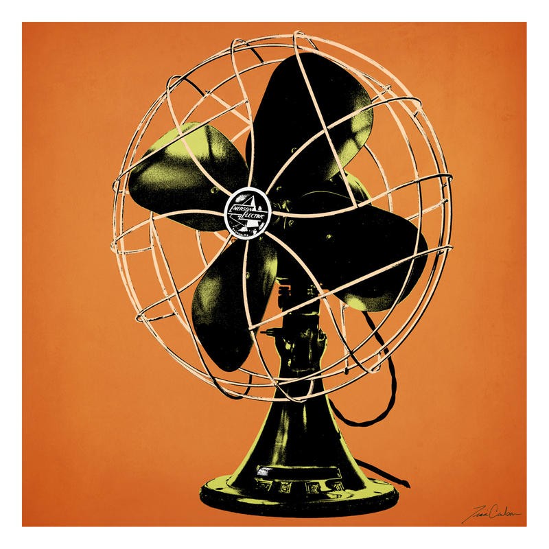 Tina Carlson, FAN II (Ventilator, historisch, Vintage, Retro, Nostalgie, Pop Art, Grafik, Wunschgröße, Wohnzimmer, Treppenhaus, orange)