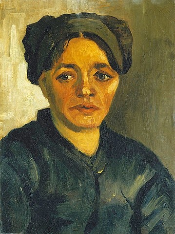 Vincent van Gogh, Kopf einer Bäuerin. 1884 (Portrait, Frau, Bäuerin, Kopfbdeckung, Haube, Menschen, Klassische Moderne, Impressionismus, Wohnzimmer, Treppenhaus, Wunschgröße, bunt)