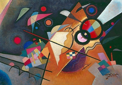 Wassily Kandinsky, Gelbe Spitze. 1924 (Klassische Moderne, Malerei, abstrakte Kunst, geometrische Formen, abstrakte Muster, Linien, Kreise, Dreiecke, Bögen, Wohnzimmer, Büro, Arztpraxis, Wunschgröße, bunt)